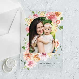 Elegante rosa Pfingstrosen-Foto-Muttertags-Karte Acryleinladungen