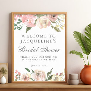 Elegante rosa Pfingstrosen-Hochzeitsdusche Poster