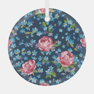 Elegante rosa Pfingstrosen Retro-Hintergrund Ornament Aus Glas