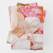 Elegante Rosa-, Pfirsich- und Cremepione Geschenkpapier Set (Beispiel)