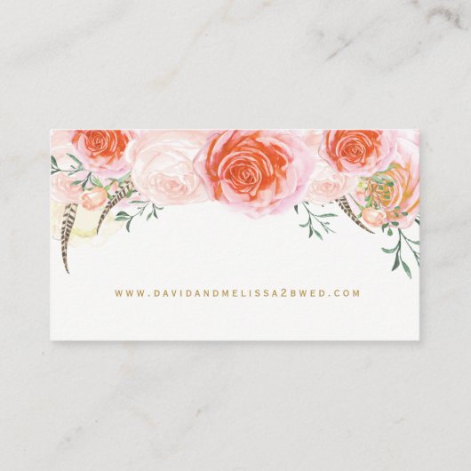 Elegante Rosa-, Pfirsich- und Korallenkarten-Websi Begleitkarte (Rückseite)