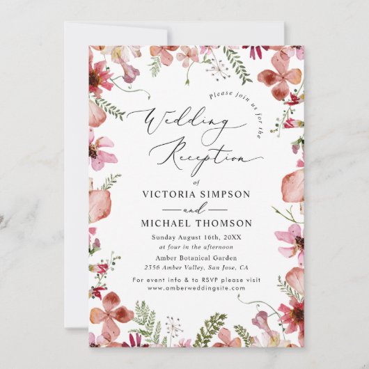 Elegante, rosa Pfirsichfarben, florale Hochzeitsem Einladung (Vorderseite)