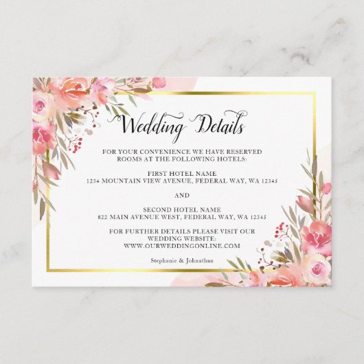 Elegante Rosa Pfirsichfarben Wasserfarben Begleitkarte (Vorderseite)