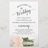 Elegante rosa-pfirsichfarbene Hochzeitsprogramm zu (Vorderseite)