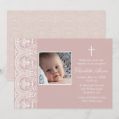 Elegante rosa Pflaume und weiße Damasketballade la Einladung (Vorne/Hinten)