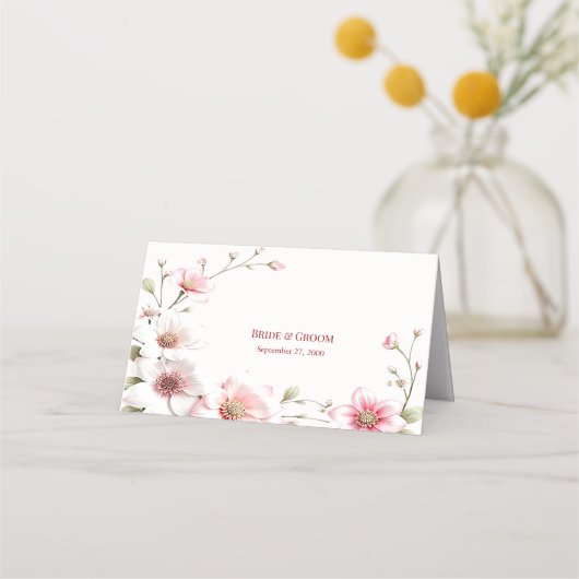 Elegante Rosa Platzkarte (Rückseite)