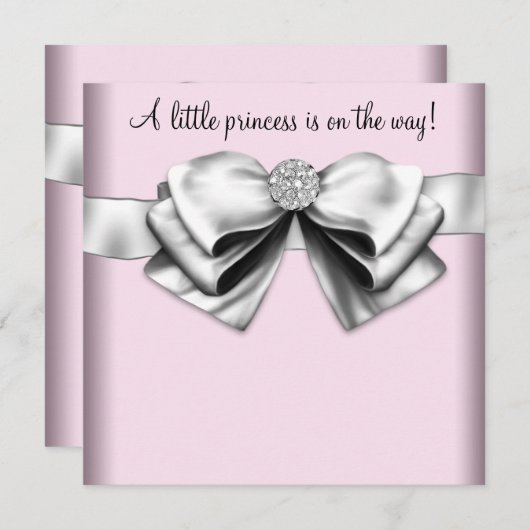 Elegante Rosa Princess Babydusche Einladung (Vorne/Hinten)