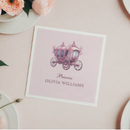 Elegante Rosa Prinzessin Carriage Birthday Party Serviette