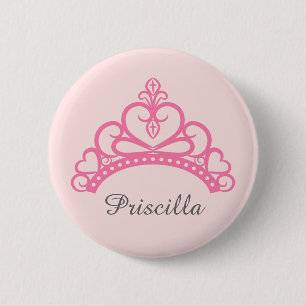 Elegante rosa Prinzessin Tiara, Krone für Mädche Button