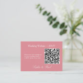 Elegante, rosa QR-Code-Website RSVP-Karte Begleitkarte (Stehend Vorderseite)