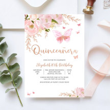 Elegante rosa Quinceañera-Einladung