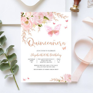 Elegante rosa Quinceañera-Einladung Einladung