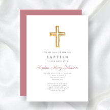 Elegante rosa religiöse Cross-Girl-Taufe