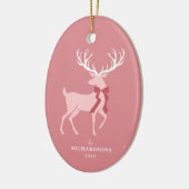 Elegante Rosa Rentierfamilie Weihnachten Keramik Ornament (Links)
