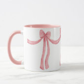 Elegante rosa Ribbon Satin Look Hübsch Girly Tasse (Links)