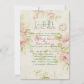 elegante rosa Rosa Bläserne Vintage Hochzeit einla Einladung (Vorderseite)