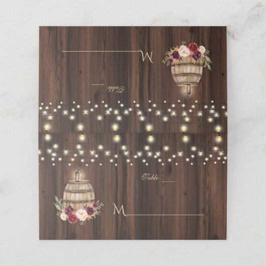 Elegante Rosa Rosa Blume Gold Frame Tischnummer Platzkarte (Außenseite Aufgefaltet)