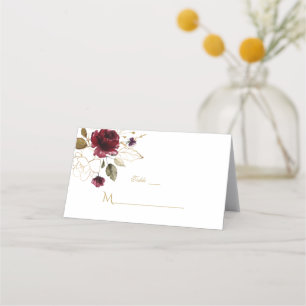 Elegante Rosa Rosa Blume Gold Frame Tischnummer Platzkarte