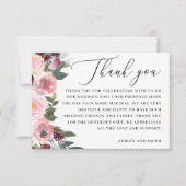 Elegante rosa rosa Blume. Hochzeit im Garten Dankeskarte (Vorderseite)