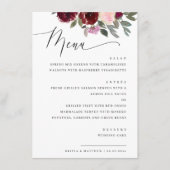 Elegante rosa rosa Blume. Hochzeit im Garten Menükarte (Vorderseite)