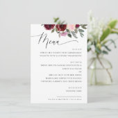 Elegante rosa rosa Blume. Hochzeit im Garten Menükarte (Stehend Vorderseite)