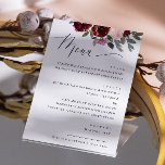 Elegante rosa rosa Blume. Hochzeit im Garten Menükarte<br><div class="desc">Das elegante,  florale Menü in Aquarelltönen mit rosafarbenen Rosenmaronen-Blume für die botanische Gartenhochzeit. Geeignet zum Geburtstag,  Jubiläum und jedes andere Party. Bitte kontaktieren Sie mich,  wenn Sie weitere Informationen benötigen.</div>