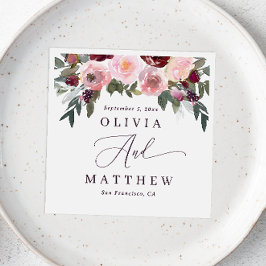 Elegante rosa rosa Blume. Hochzeit im Garten Serviette