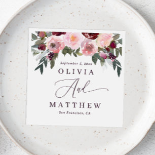 Elegante rosa rosa Blume. Hochzeit im Garten Serviette