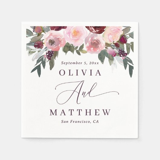 Elegante rosa rosa Blume. Hochzeit im Garten Serviette (Vorderseite)