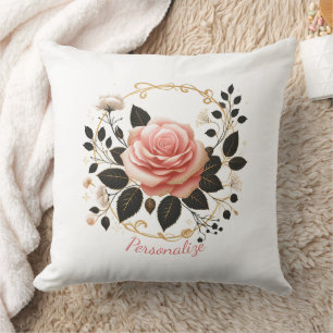 Elegante rosa rosa e arte floreale personalizzata  kissen