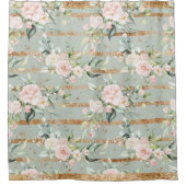 Elegante Rosa Rosa Eukalyptus Gold Sage  Duschvorhang (Vorderseite)