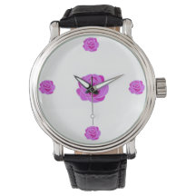 Elegante rosa rosa Glasarmbanduhr -