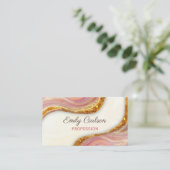Elegante Rosa-Rosa-Marmor-Imitate Gold Glitzer, ab Visitenkarte (Stehend Vorderseite)