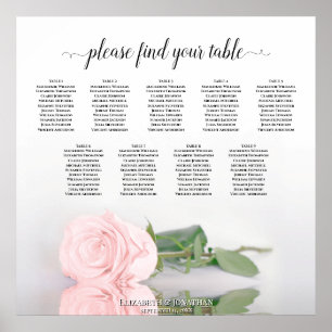 Elegante Rosa Rose 9 Tabelle Hochzeitstabelle Poster