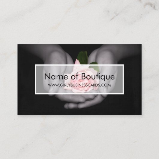 Elegante rosa Rose Blume in der Hand Boutique Visitenkarte (Vorderseite)