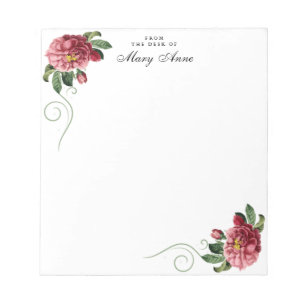 Elegante Rosa Rose Blume Personalisiert Notizblock