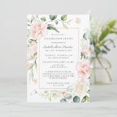 Elegante Rosa Rose Blumenfeier Einladung (Stehend Vorderseite)