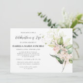 Elegante Rosa Rose Blumenfeier Einladung (Stehend Vorderseite)