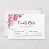 Elegante Rosa Rose Blumenhochzeit RSVP Karte (Vorderseite)