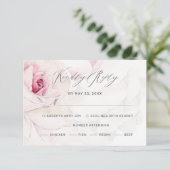 Elegante rosa Rose Blumenschrift Hochzeit RSVP Karte (Stehend Vorderseite)