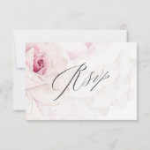 Elegante rosa Rose Blumenschrift Hochzeit RSVP Karte (Rückseite)