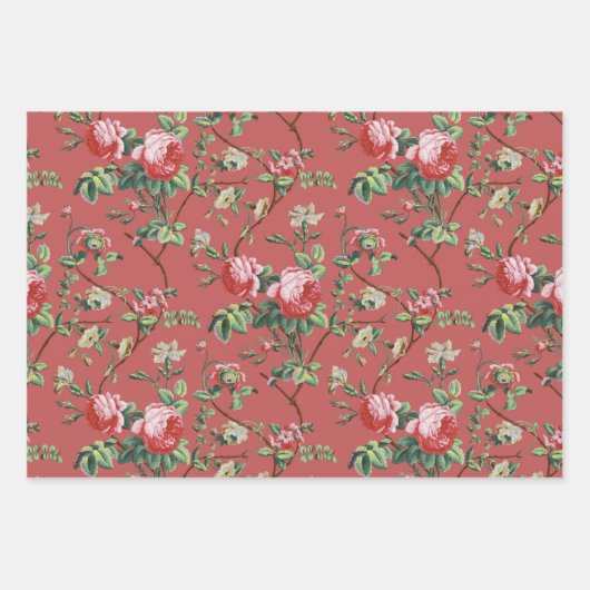 Elegante Rosa Rose Blumenstube, Aquamarin, Alte Ro Geschenkpapier Set (Vorderseite 3)