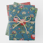 Elegante Rosa Rose Blumenstube, Aquamarin, Alte Ro Geschenkpapier Set (Beispiel)