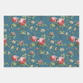 Elegante Rosa Rose Blumenstube, Aquamarin, Alte Ro Geschenkpapier Set (Vorderseite)