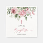 Elegante rosa Rose Blumentaufen Serviette (Vorderseite)