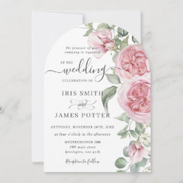 Elegante Rosa Rose Blumenzwiebeldetails QR Einladung