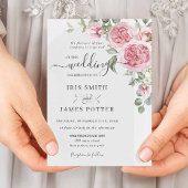 Elegante Rosa Rose Blumenzwiebeldetails QR Einladung