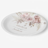 Elegante Rosa Rose Blumenzwiebeln Pappteller (Schrägansicht)