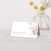 Elegante Rosa Rose Blumenzwiebeln Platzkarte (Vorderseite)