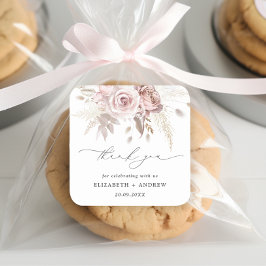 Elegante Rosa Rose Blumenzwiebeln Quadratischer Aufkleber